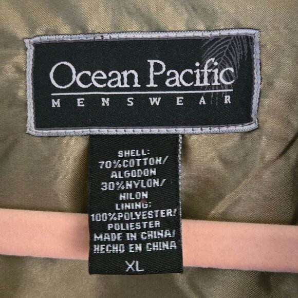 Ocean Pacific Tan Suede Collar Quilted Barn Coat Pockets Lined Size XL - Picture 5 of 5